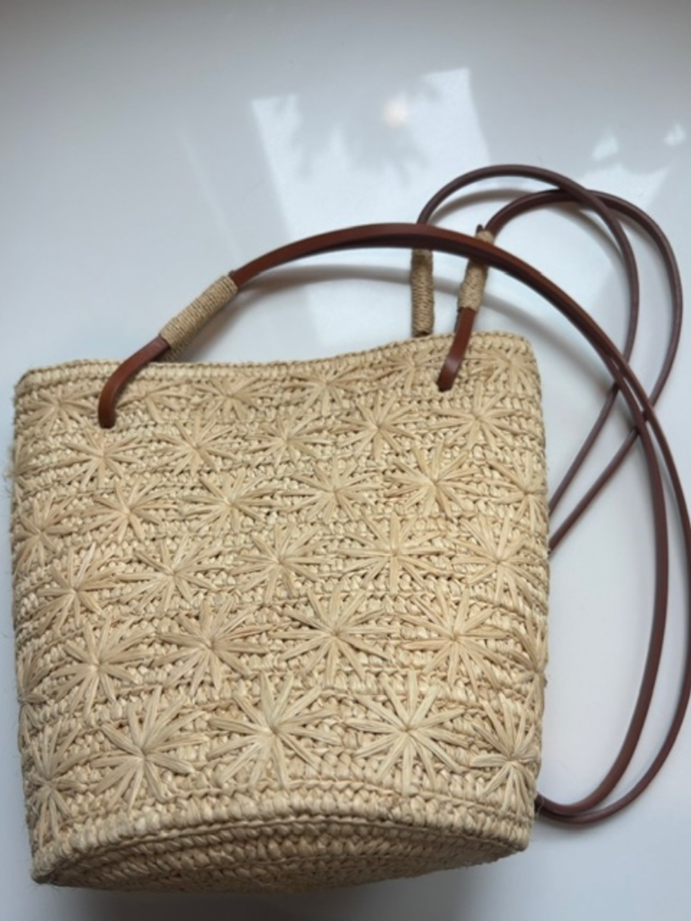 Sezane Rosie Raffia Embroidered Basket Bag - Picture 3 of 4